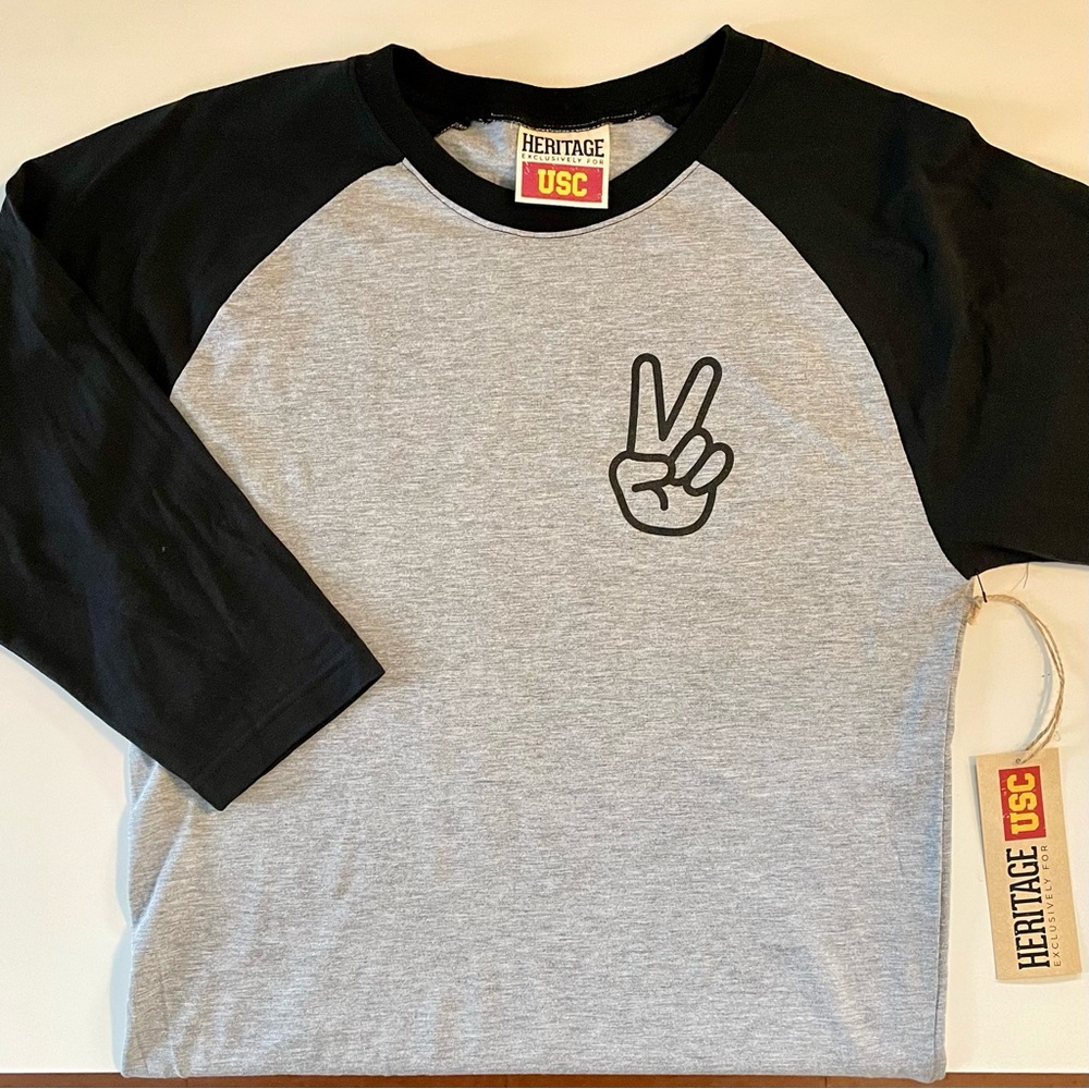 BLACK / LIGHT GRAY USC FIGHT ON 3/4 TSHIRT